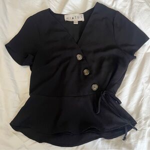 Black Wrap Top with Buttons
